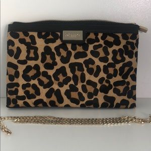 Dune leopard print suede Clutch